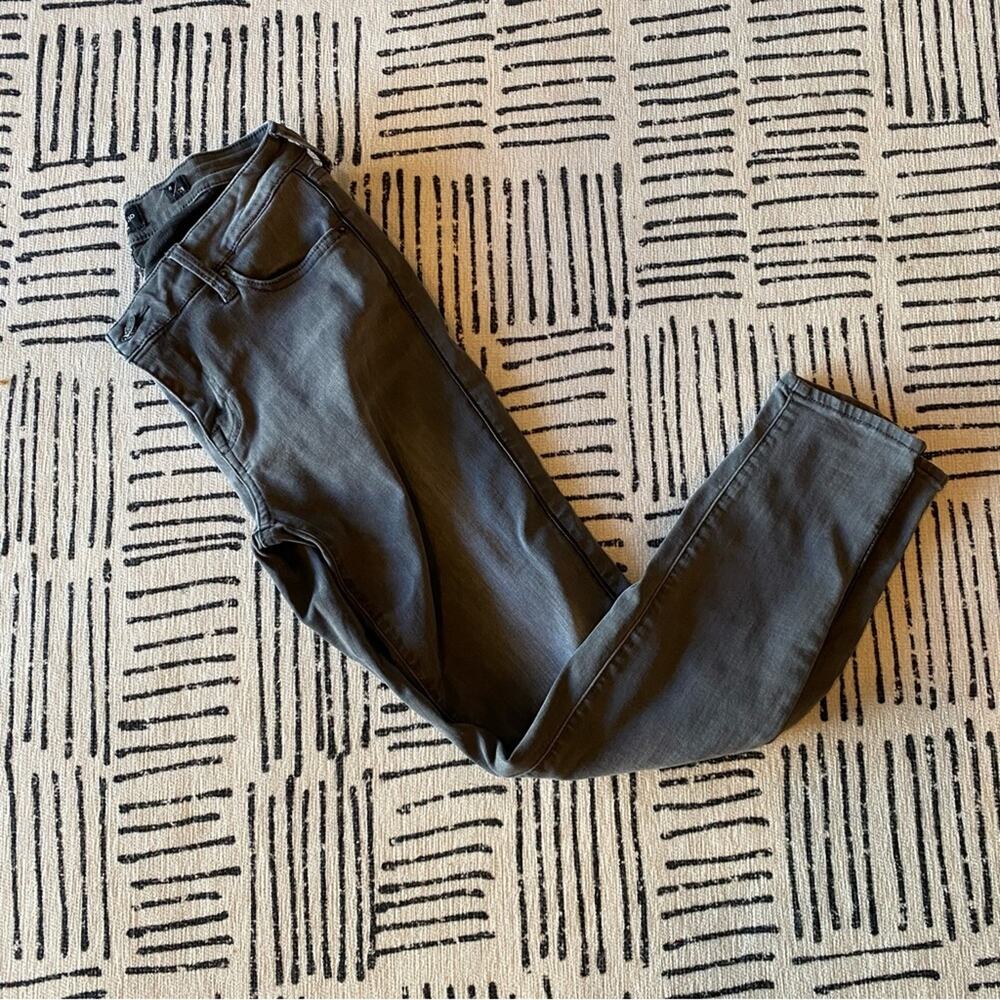 Lucky Brand Leather Trim Dark Grey Skinny Jean 8 29